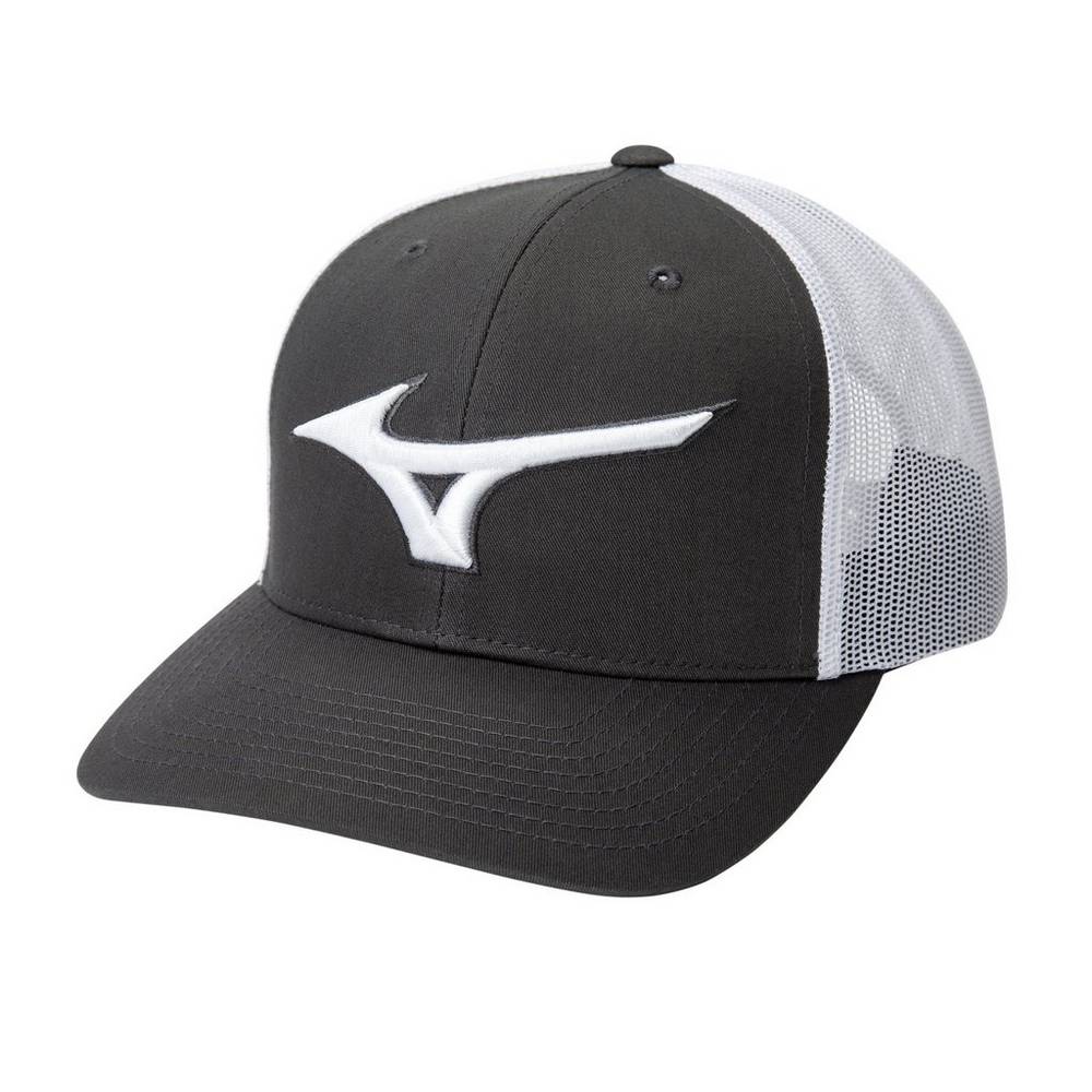 Mens Mizuno Diamond Trucker Baseball Hat Grey/White Philippines (SVDWUB681)